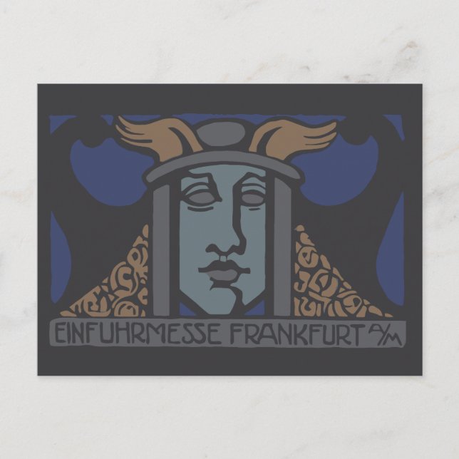 Postal Jugendstil Einfuhrmesse 1919 Fráncfort del Meno (Anverso)