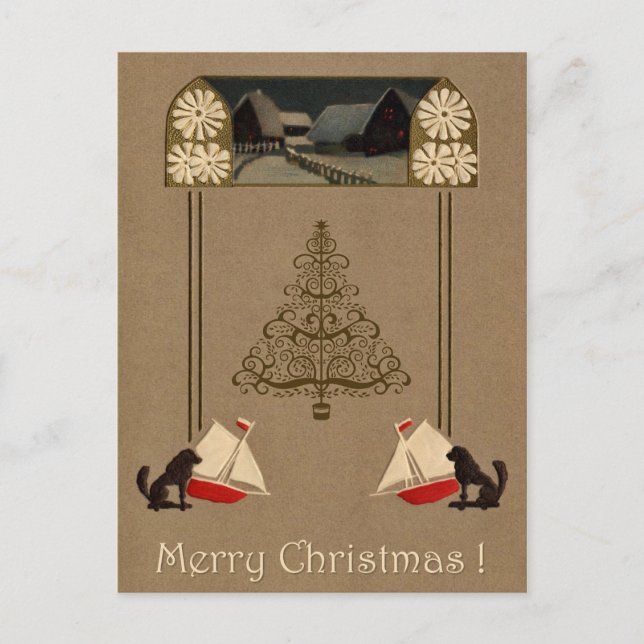 Postal Jugendstil Merry Christmas (Anverso)