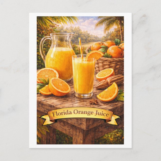 Postal Jugo de Naranja de Florida (Serie de Comida Americ (Anverso)