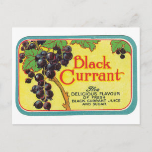Postal Jugo negro curry oscuro Berries Vintage Label Art