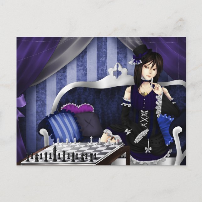 Postal Juguemos al ajedrez (Anverso)