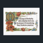 Postal Juguetes de amistad<br><div class="desc">Reproducción de postal vintage. Perfecto para Navidades,  cumpleaños,  pensamiento de usted,  cualquier ocasión. El texto dice: "Una de las joyas de la amistad,  y una muy verdadera para mí,  es el placer de recordar a esos amigos que no podemos ver"</div>