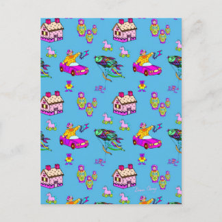 Postal Juguetes - Dolomitas rosas y cometas turquesas