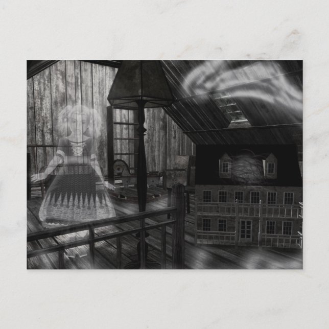 Postal Juguetes en el ático (Anverso)