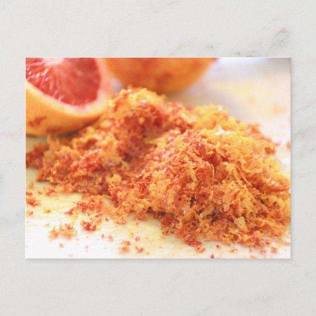 Postal Juicy Citrus Naranjas de sangre y el pecho (Anverso)