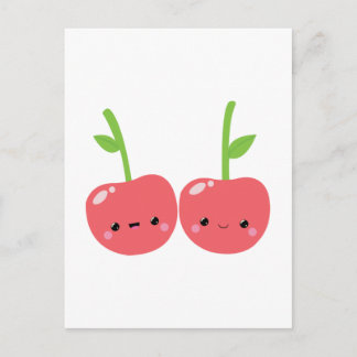 Postal Juicy Cute Kawaii Cherries