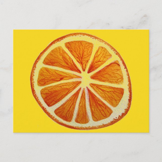 Postal Juicy Naranja cítrico acuarela fruta pop arte (Anverso)