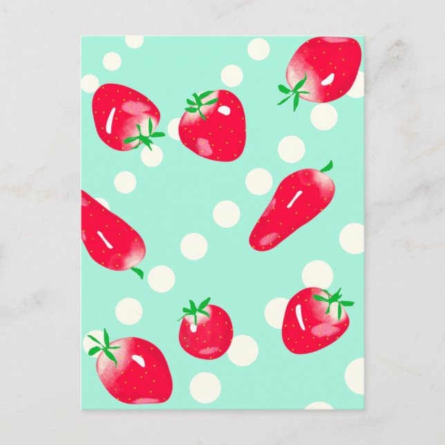 Postal Juicy Red Strawberries Postcard (Mint) (Anverso)
