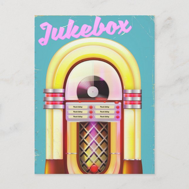 Postal Jukebox de música vintage (Anverso)