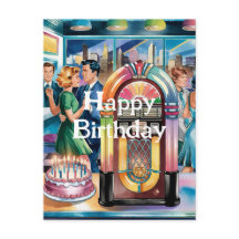 Jukebox retro vintage de los años 50, cena, pastel