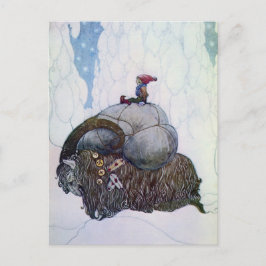 Postal Julbocken que monta la cabra de Yule