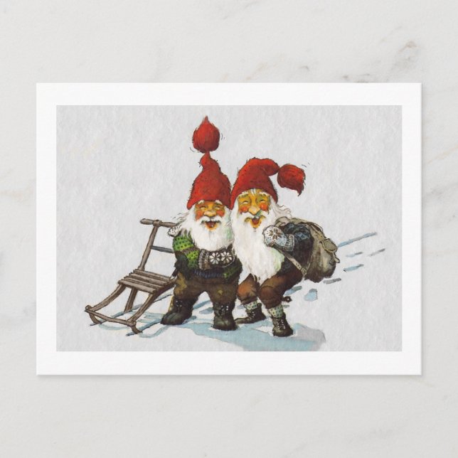 Postal Julenisse Friends Sledding (Anverso)