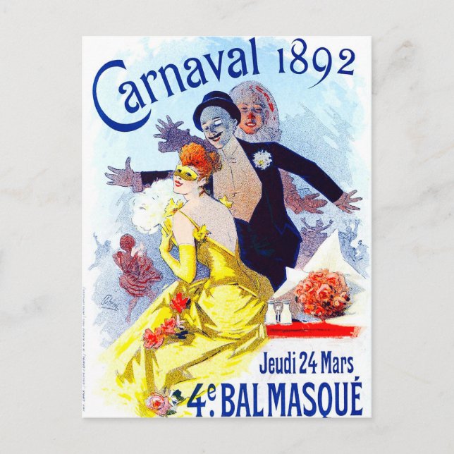 Postal Jules Cheret Carnaval Postcard (Anverso)