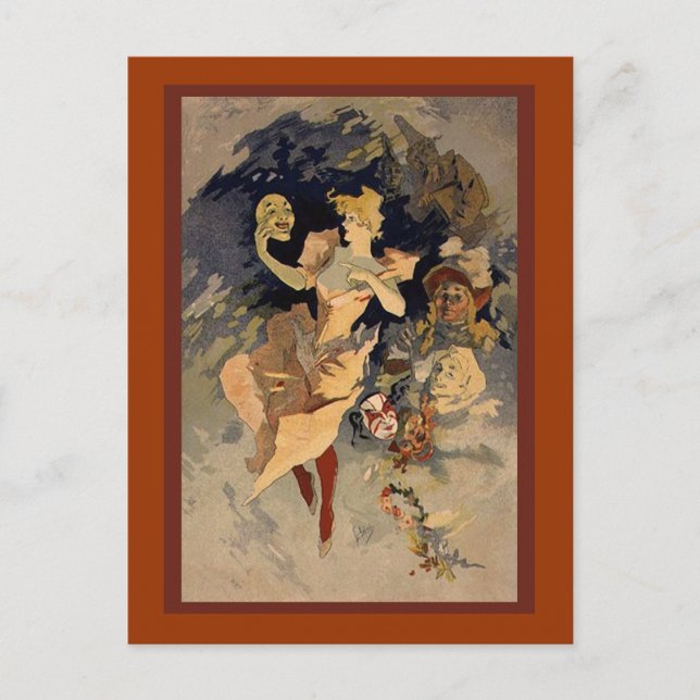 Postal Jules Cheret 'La Danse' 1891 (Anverso)