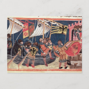 Postal Julio César aterrizando en Inglaterra