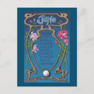 Postal June Birthday Pearl y Rosas