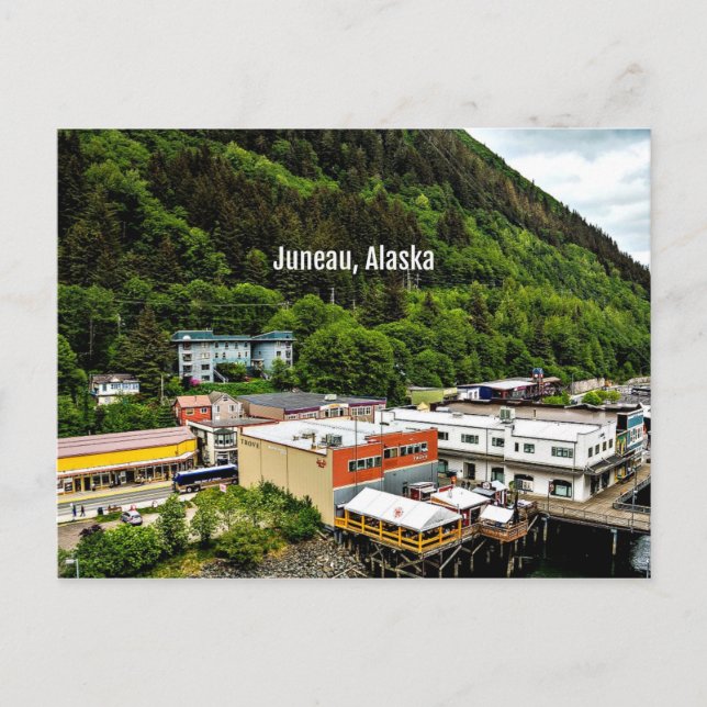 Postal Juneau, Alaska, fotografía de la ciudad (Anverso)