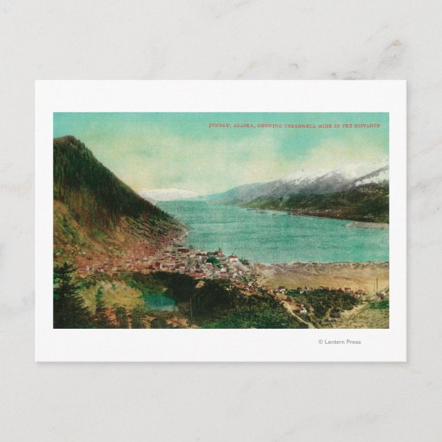 Postal Juneau, Alaska Town View with Treadwell Mine en (Anverso)