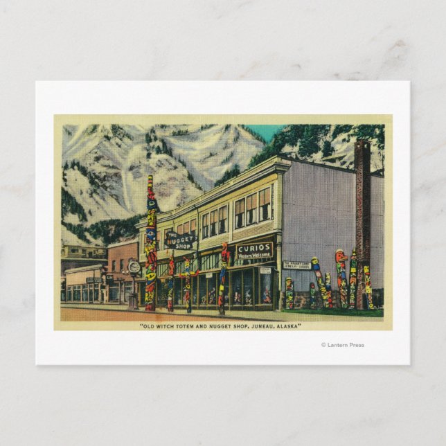 Postal Juneau, Alaska, vista del viejo tótem y pepino de  (Anverso)