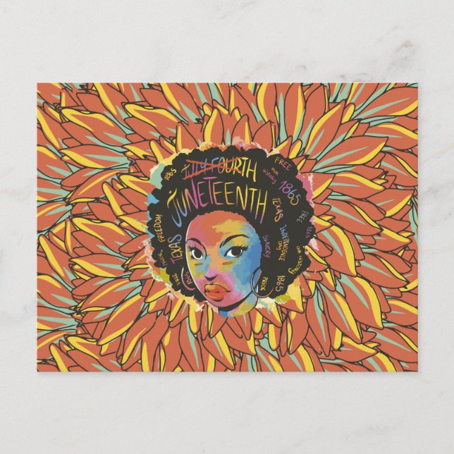 Postal Juneteenth Sunflower - Día de la Libertad Negra 18 (Anverso)