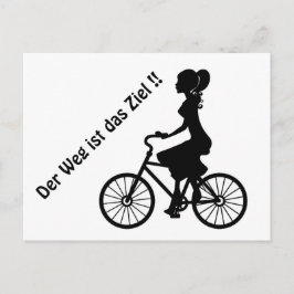 Postal junge Dame auf dem Fahrad schwarz/weiss