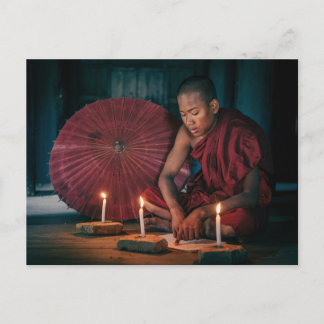 Postal Junger Mönch en den Tempeln von Bagan Postkarte