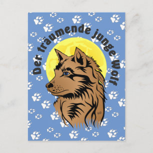 Postal junger träumender Wolf Postkarte