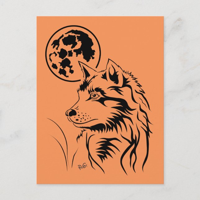 Postal junger träumender Wolf Postkarte (Anverso)