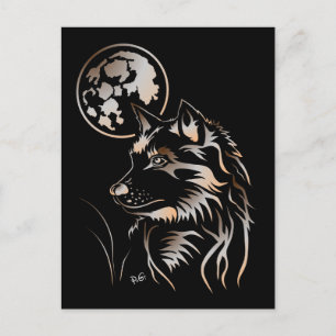 Postal junger träumender Wolf Postkarte