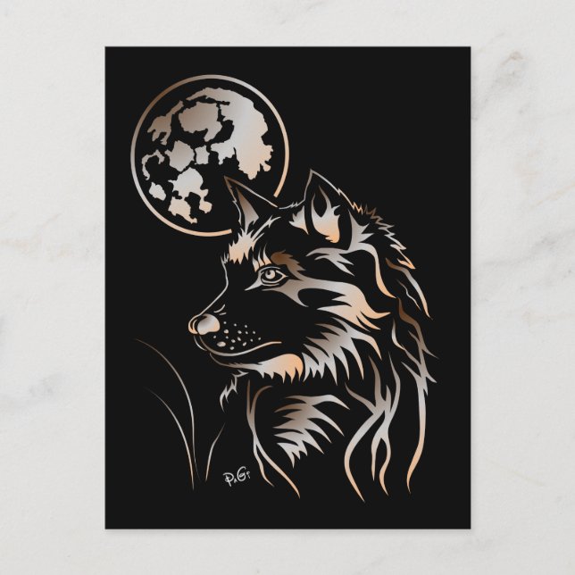 Postal junger träumender Wolf Postkarte (Anverso)