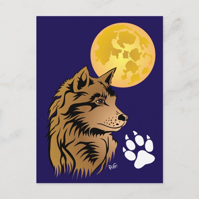 Postal junger träumender Wolf Postkarte (Anverso)