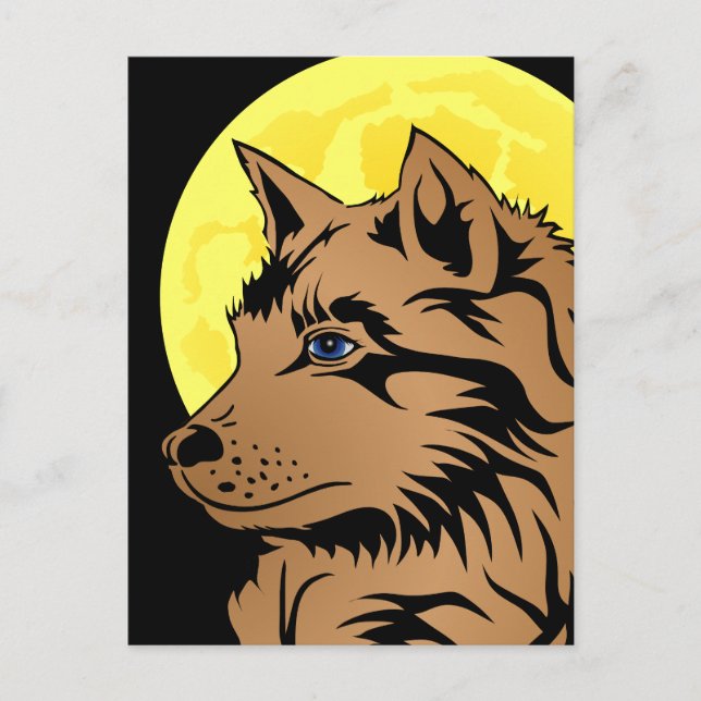 Postal junger träumender Wolf Postkarte (Anverso)