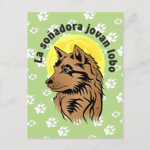 Postal junger träumender Wolf Postkarte