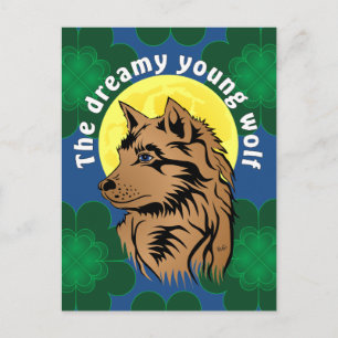Postal junger träumender Wolf Postkarte