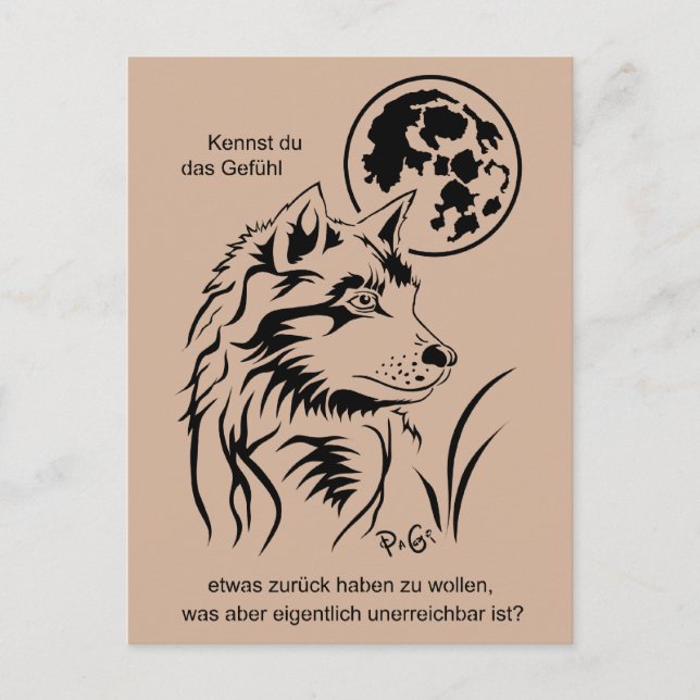 Postal junger träumender Wolf Postkarte (Anverso)