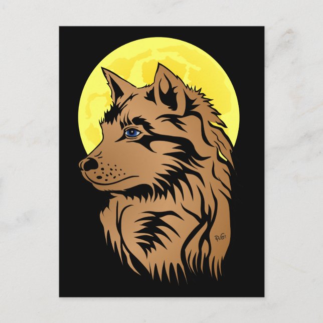 Postal junger träumender Wolf Postkarte (Anverso)