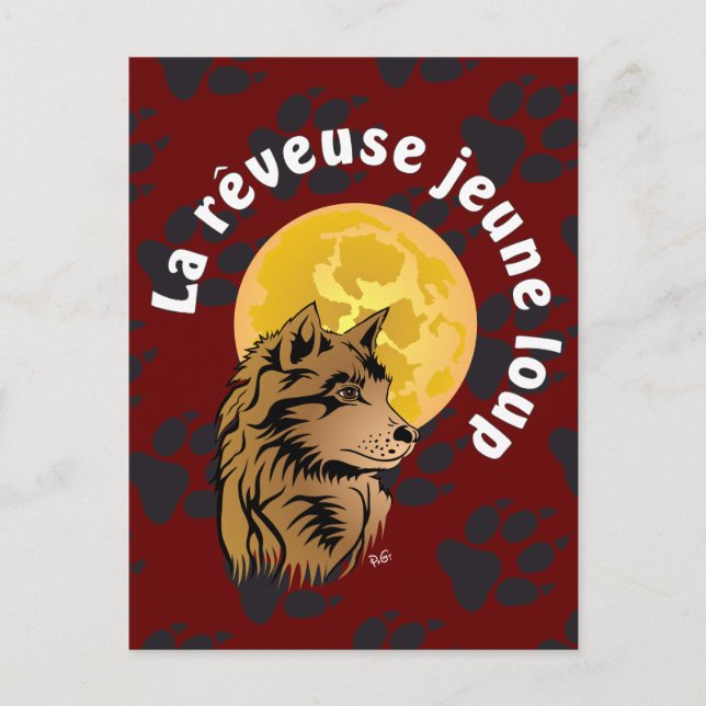Postal junger träumender Wolf Postkarte (Anverso)