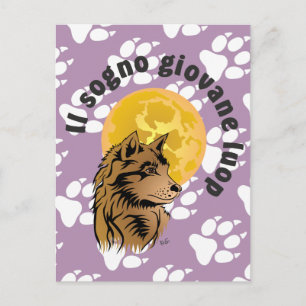 Postal junger träumender Wolf Postkarte