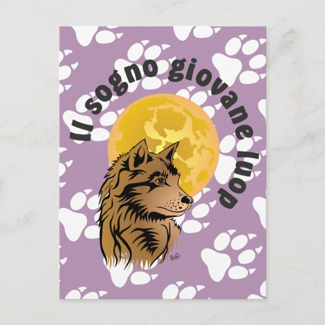 Postal junger träumender Wolf Postkarte (Anverso)