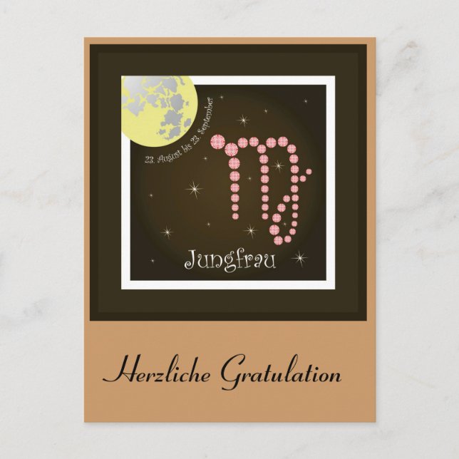 Postal Jungfrau 23. Agosto bis 23. Septiembre Postkarte (Anverso)