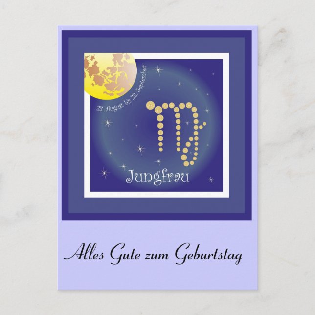 Postal Jungfrau 23. Agosto bis 23. Septiembre Postkarte (Anverso)