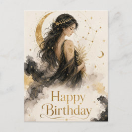 Postal Jungfrau Happy Birthday Aquarell Design