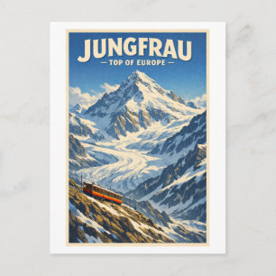 Postal Jungfrau, Suiza, en un clásico estilo retro