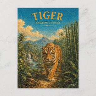 Postal Jungla de Bambú Tigre Watercolor GeoSaga