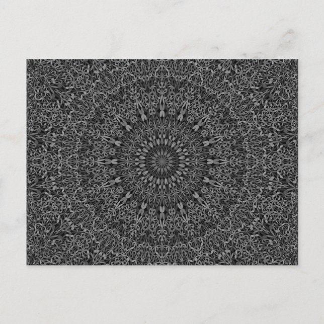 Postal Jungla gris oscura Mandala (Anverso)