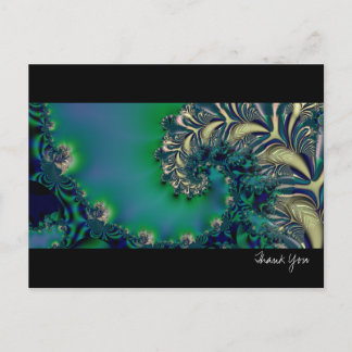 Postal Jungla II Arte Fractal Azul y Verde azulado