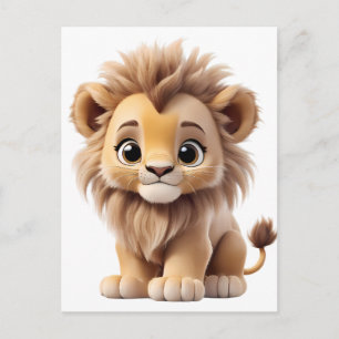 Postal Jungle Adorable Lion Cub Sitting Portrait 