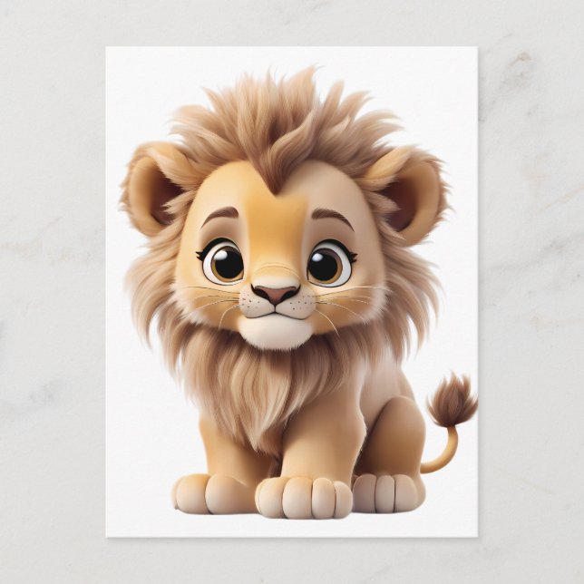 Postal Jungle Adorable Lion Cub Sitting Portrait  (Anverso)