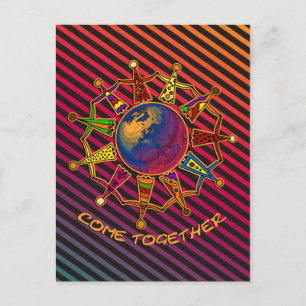 Postal Juntar gente   rayas armonía negra