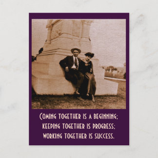 Postal Juntarse es un comienzo; mantenerse juntos.